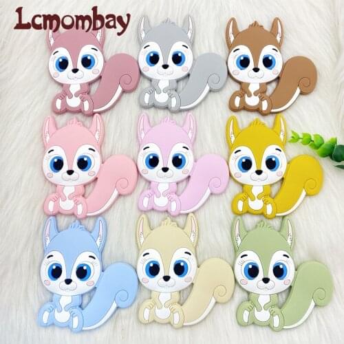 1PC Baby Teething Toys Cartoon squirrel Animal Baby Teether Rodent For Pacifier Chain Food Grade Toys Baby Teether