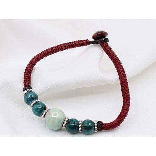 1PC Retro Literature And Art Style National Storm Simia Trinket Ceramic Woven Student Bracelet Small Gift