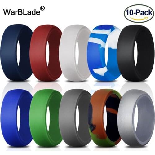 10pcs/set 7-14 Size Food Grade FDA Silicone Ring 8.7mm Hypoallergenic Crossfit Flexible Sports Silicone Finger Rings For Men