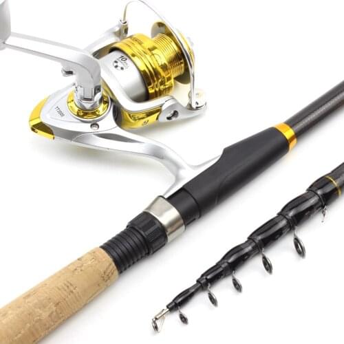 2.1M Fishing rod with reel Carbon Telescopic Fishing Rod Portable Spinning Rod and Reels Multifunction set Travel trout rods