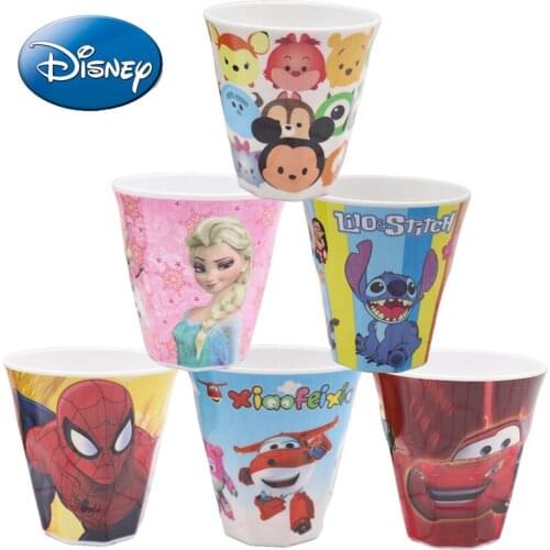 300ml Disney Mickey Princes Children Melamine Anti-fall Cup Girl Boy Gift Cute Elsa Mug Frozen Stitch Cartoon Bottle Water Party