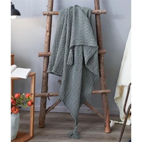 40Knitted Decorative Throw Blanket With Ball Office Nap Travel Sofa For Children Adult Comforter Winter Blanket