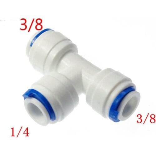 5pcs3/8"1/4"3/8 Splitter Tube OD Hose Type T quick connection RO Water Connector
