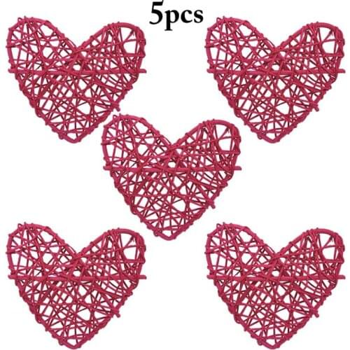 5Pcs/Set Creative DIY Party Love Heart Shape Rattan Decor Sepak Takraw Rattan Decor Photography Props Accessories For Party