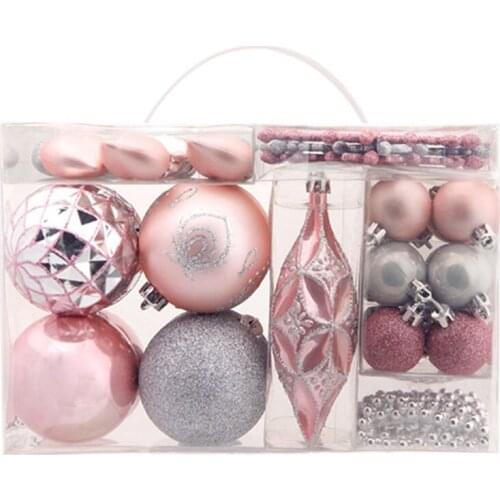 50Pcs/set Christmas Balls With Tree Top Sparkle Stars Hanging Ball Baubles Snowflake Christmas Tree Decoration Balls Ornament