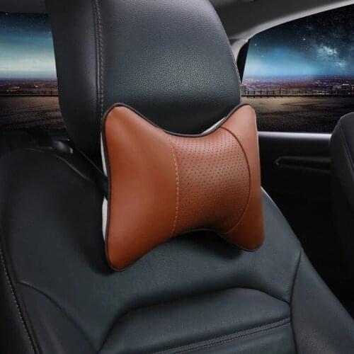 Car Genuine Leather Head Pillow Protection Design Safety Auto Headrest Support Rest Pillow Auto Safety Accessories