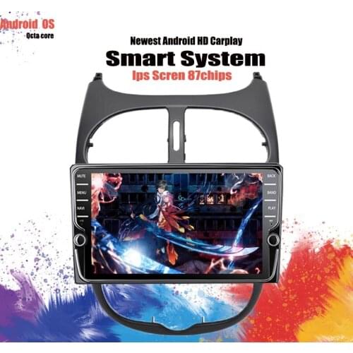 8 Core Android 10 4G+64G Car Multimedia Player For Peugeot 206 2000 -2012 GPS Navigation 4G Lte WIFI BT FM AM Head Unit Stereo