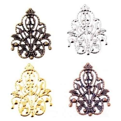 Free shipping 30Pcs Filigree Wraps Flower Connectors Metal Crafts Gift Decoration DIY Findings 26x35mm