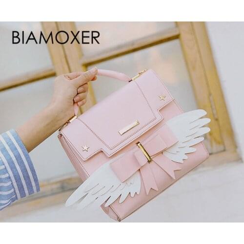 Biamoxer Cardcaptor Sakura Card Captor Japanese Pink Lolita Girls Wings Shoulder Bag Backpack Handbag