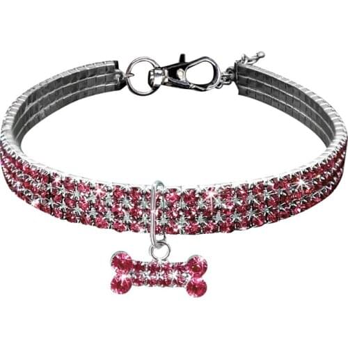 Strap Shine Jewelry Crystal Dog Necklaces Pet Accessories Cat Product Supply Pet Dog Collar, Tag Chains Dog Leash