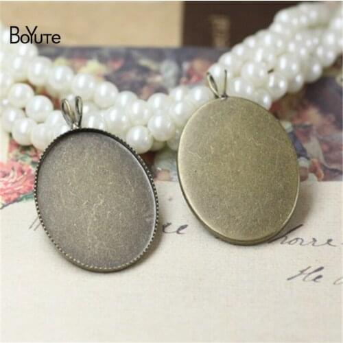 BoYuTe 20Pcs 18*25MM Oval Cameo Cabochon Base Blank Tray Diy Pendant Jewelry Accessories Parts Copper