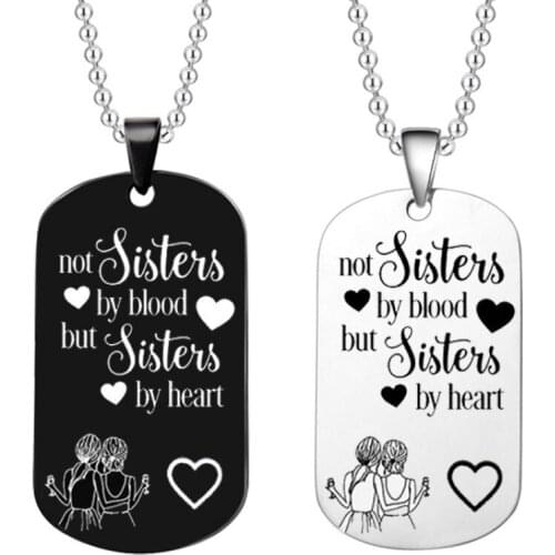 Stainless Steel Lettering Key Chain Engraved Not Sisters By Blood But Sisters By Heart Best Friend Gift Jewelry Women Necklace