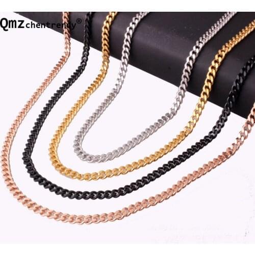 10pcs/lot 3mm 60cm High quality Hip Hop Mens Stainless Steel Cuban Cubra Chain Necklace Chunky Chain Women Boys Rapper Jewelry