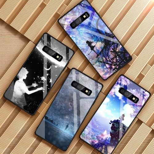 Starry Day Anime Tempered Glass Phone Case For Samsung Galaxy A6 A6S A8 A8S J6 J8 2018 S8 S9 S10 PLUS NOTE 8 9