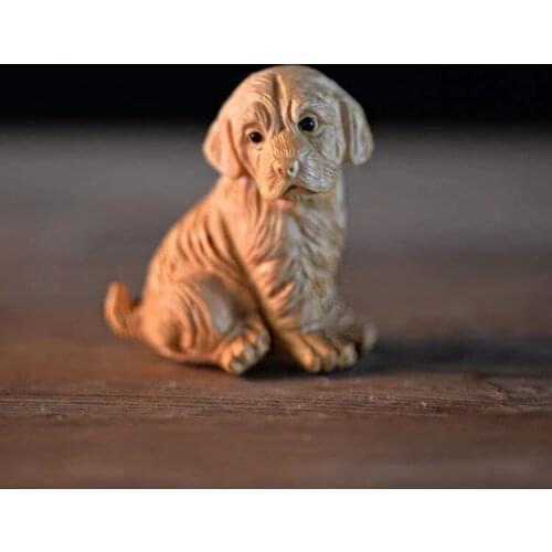 Wooden Lucky Dog Figurine, Animal Statue for Wall Decoration, Animal Head