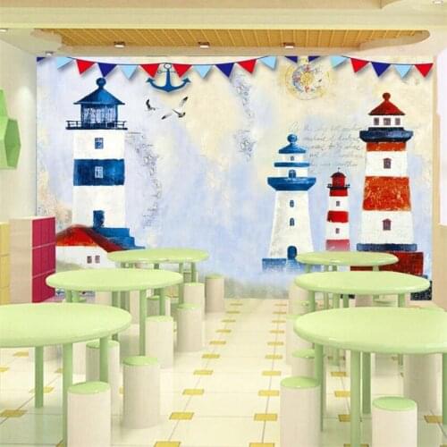 Diantu Customized large wall painter hand-painted nautical cartoon kid ' s room background wall wallpaper papel pintado de pared