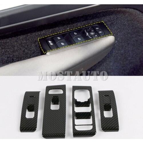 For Volvo XC40 2018-2020 ABS Carbon Fiber Interior Door Window Lift Regulator Cover Trim 4pcs Car Accessories Interior Car Decor