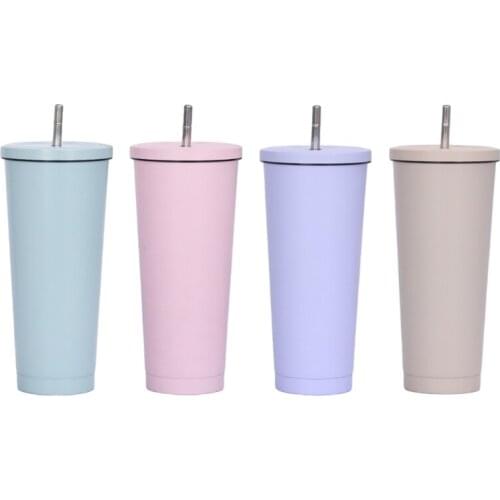 750ml/25oz Travel Mug with Straw Stainless Steel Cup Straw Coffee Mug Coffee Cup