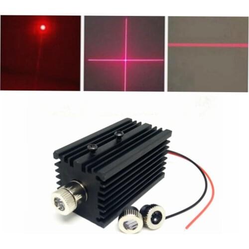 Focusable 650nm 200mW Red Laser Diode Module Dot Line Cross Shape 12x40mm with 32x32x62mm Heatsink