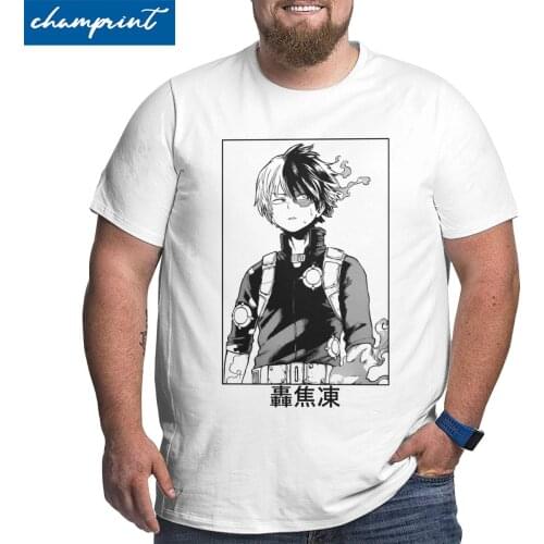 Todoroki Shoto My Hero Academia T Shirt Men Cotton T-Shirt Crew Neck Big Tall Tees Short Sleeve Clothes Oversized 4XL 5XL 6XL