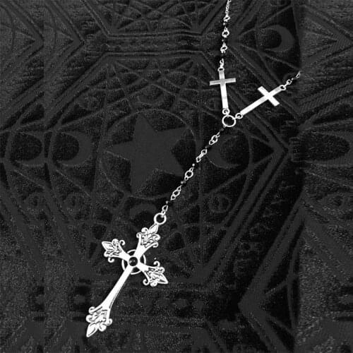 Gothic rosary necklace. Vampire Bat Rosary - Occult vamp goth ankh beads bat gothic vampire vampiric Ankh necklace