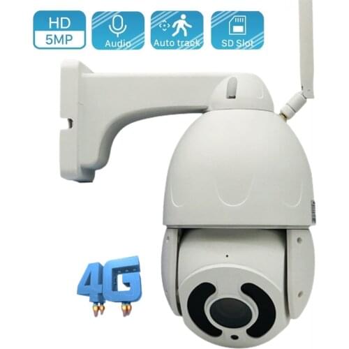 4G SIM Card Outdoor IP Camera 5MP HD AI Auto Tracking 20X Optical Zoom PTZ Speed Dome CCTV Camera P2P Two Way Audio IR 80m Camhi