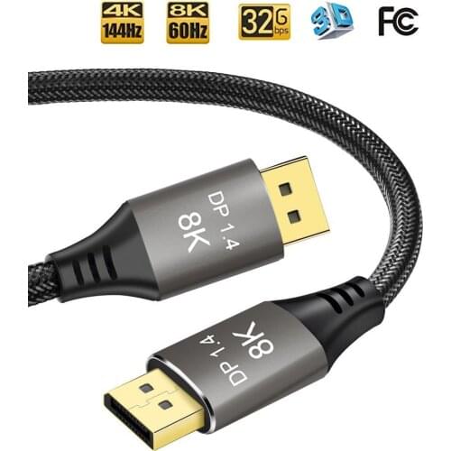 8K DisplayPort Cable 1.4 DP TO DP Cable Support 8K@60HZ, 4K@120HZ Ycbcr 4:4:4 eARC, HDCP, CEC, EDID, 32.4G transmission rate