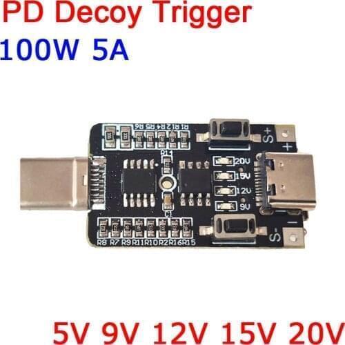 DYKB 100W 5A Type-C to USB PD Decoy Trigger Board 5V 9V 12V 15V 20V Output PD 2.0 3.0 Trigger Adapter Cable PD2.0 PD3.0 Detector