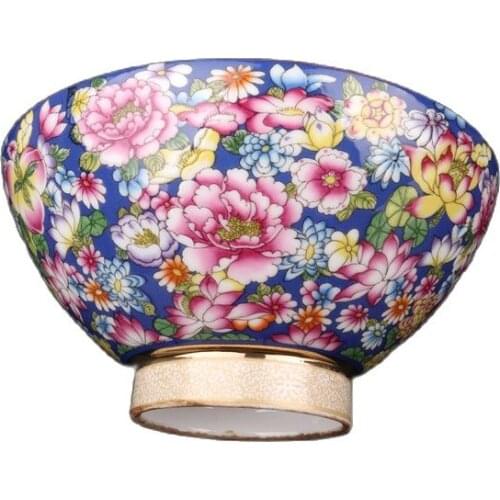 Chinese Old Porcelain Qianlong Golden Blue Ground Colorful Bowl