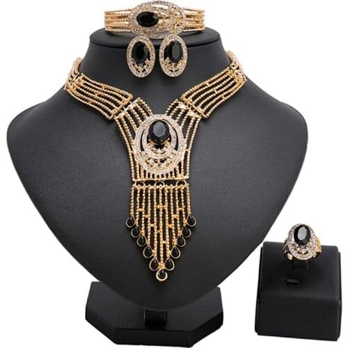 Longqu Nigerian Wedding woman accessories jewelry set African Beads Jewelry Set 2020 Dubai Gold Color Jewelry Set Wholesale