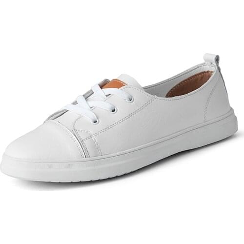 Men Sneakers 2020 Fashion Mans Leather Casual Shoes Male Loafers Lace-up Walking Shoes Mens White Shoes New Outdoor Footwear