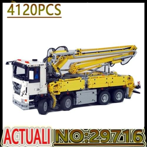 New RC High-Techn Gear MOC-29716 Truck With Concrete Pump Engineering Technology Pneumatic Kids Christmas Toys Birthday Gift
