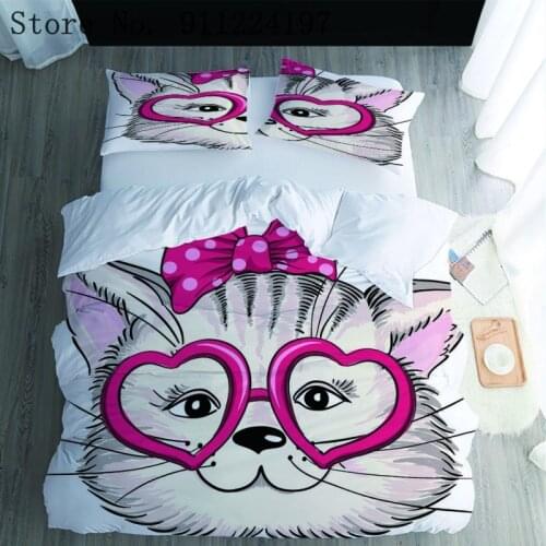 Eyeglasses Cat Duvet Cover Set Comforter Bedding Set Twin/Full Queen/King Kids Adult Quilt Cover Set Microfiber Bedclothes