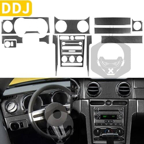 Car Dashboard Panel Center Central Frame Cover Sticker Kit Carbon Fiber Car Accessories For Ford Mustang GT 2005-2009 S197