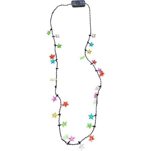 Plastic Delicate Craft LED Light Christmas Star Necklace Decor Lightweight Light Necklace Lighting Effect for Celebration