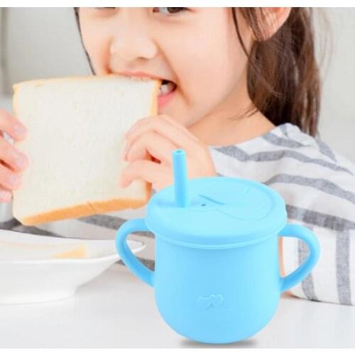 Portable Water Cup Soft Leakproof Silicone Baby Straw Feeding Drinking Glass for Home Kitchen Supplies Accessories Products