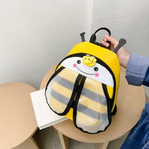Backpack Children Cartoon Kawaii Kindergarten Unisex Childrens School Bag Bee Cute Backpack Zipper Large Capacity Simple