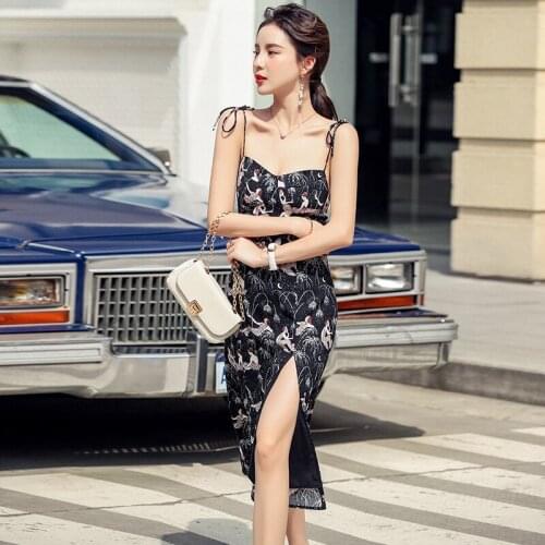 Sexy V Neck Maxi Dress Women Spaghetti Strap Sleeveless Backless Side Split Long Dresses summer Lady Vestido 2021 New dresses