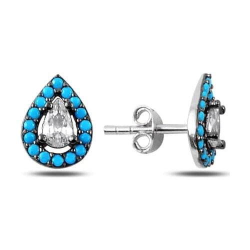 KUTAYDAN Nano Turquoise Stone Earrings 925 Sterling Silver