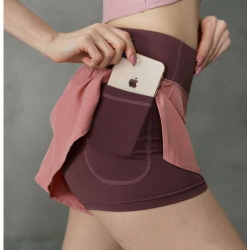 Sports Shorts Women 2021 Summer Hot Fashion Safety 2 In 1 Fitness Run Short For Ladies Quick Dry Workout Bottoms Black Pink Gray