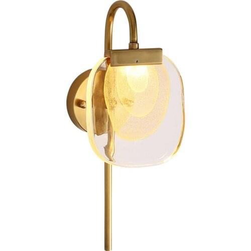 Nordic all-copper gold powder glass wall lamps deco art bedroom bedside aisle living room luxury modern wall sconces lights