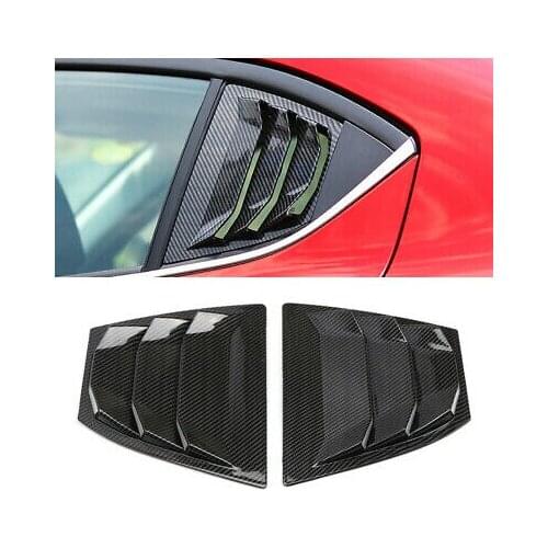 Carbon Fiber Style Rear Window Shutter Cover Trim 2pcs For Mazda 3 / Axela 14-18