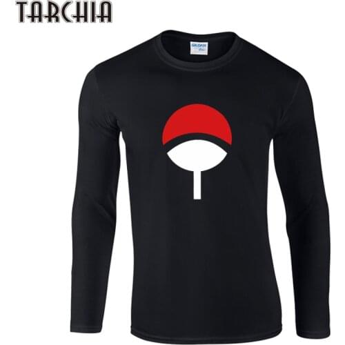 TARCHIA 2021 Brand Tops Tee Fitness Long Sleeve Sasuke Uchiha Crest Men T-Shirt 100% Cotton Plus Size T Shirt Funny Homme