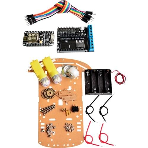 2wd rc wifi smart car kit L293D by ESP-12E for esp8266 esp 12e diy rc toy remote control by phone Lua nodeMCU+motor shield+car