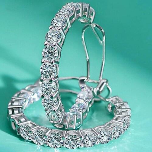 Luxury 100% 925 Sterling Silver Wedding Engagement Drop Earrings For Women Lovely Party High Carbon Diamond Fine Jewelry Gift