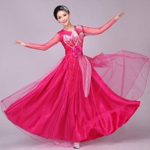 Free ship women ladies pink/yellow/blue/green/red flower leaf sequined dress event Dresses fairy dress dance stage performance