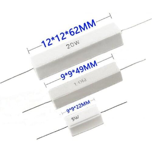10pcs 10W Cement resistance resistor 1 2 5 8 10 15 20 25 100 ohm 1R 2R 5R 8R 10R 15R 20R 25R 100R 1k 2k 10k