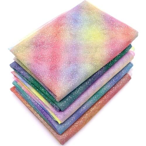 150x100cm Colorful Rainbow Printing Tulle Fabric DIY Sewing Baby Shower Tutu Skirt Princess Dress Wedding Party Decor Supplies