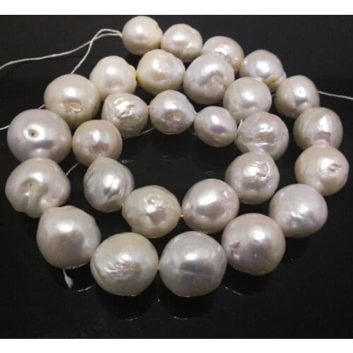 16 inches 12-16mm AA Natural White Round Nucleated Large Pearl Loose Strand