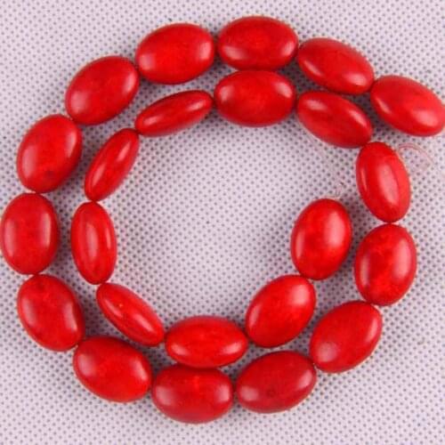 18x13MM Red Howlite Oval Loose Beads 16 Inch Jewelry For Woman Gift Making C048